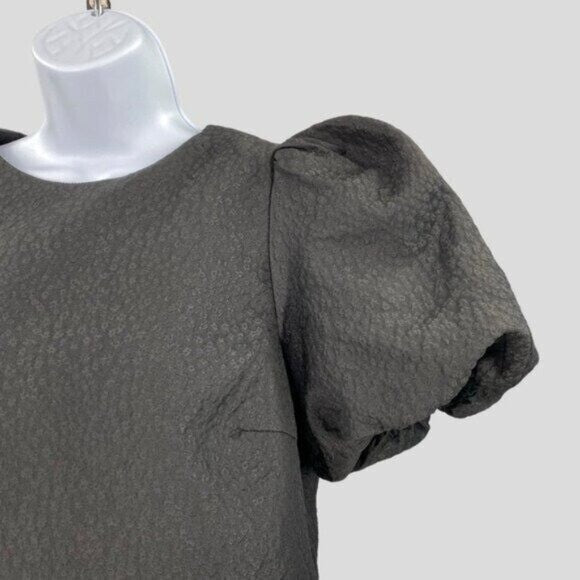 Pomander Place | NEW Black Jacquard Lyla Short Bubble Sleeve Blouse Size XS