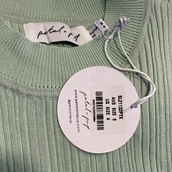 Petal and Pup NEW Milleri Knit Bodycon Open Back Dress in Sage Green Size 4