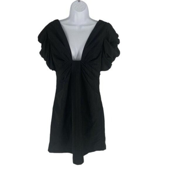 Hyacinth House | NEW Black Tinsley V-Neck Puff Sleeve Mini Dress Size XXS