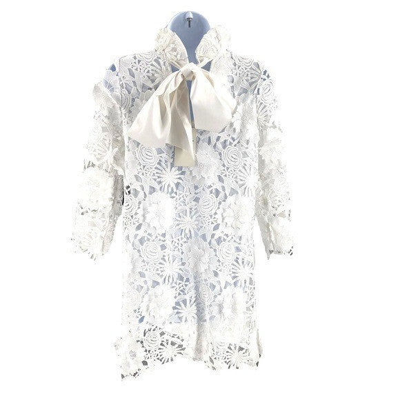 Tuckernuck | NEW Blanc Guipure Lace Daphne Preppy Mini Dress Size XXS