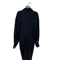 Tuckernuck NEW Black Petra Long Sleeve Gold Hammered Button Midi Dress Size L