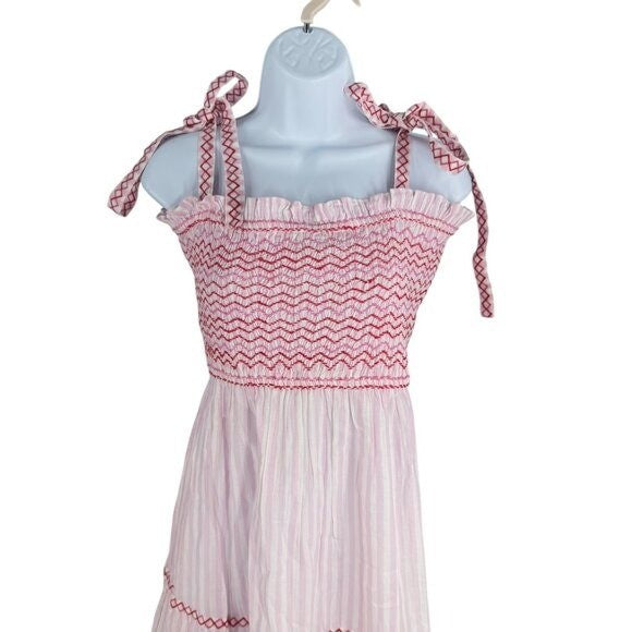 Pink City Prints NEW Candyfloss Stripe Jessica Smocked Bow Tie Maxi Dress XL