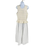 Banjanan NEW Heather Ivory Crochet Mixed Media Sleeveless Midi Dress Size M