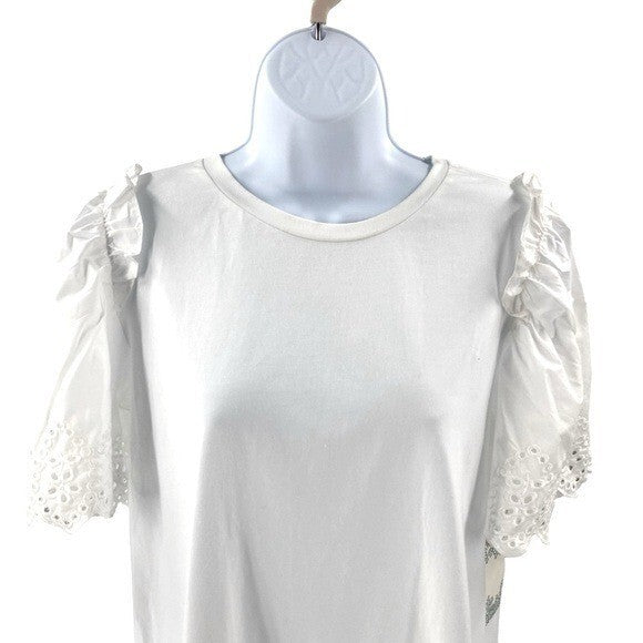 Hyacinth House | NEW White Eyelet Mollie Short Sleeve Blouse Size S