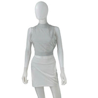 NEW superdown REVOLVE Sophie Metallic Silver Open Back Crop Top Size XL