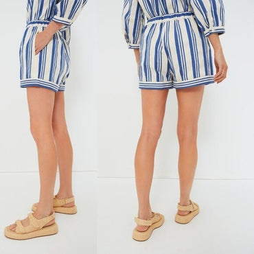 Tuckernuck NEW French Blue Stripe Louis Cotton Pull On Short Size XS