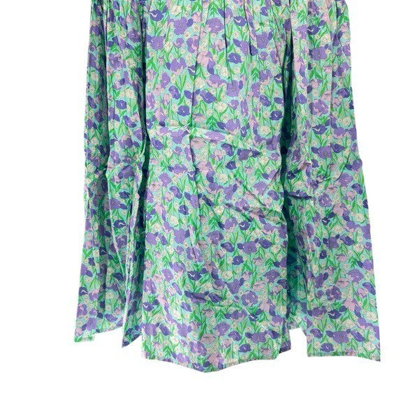 Hyacinth House NEW Aqua Bellflower Multi Floral Long Sleeve Maxi Dress Size XS