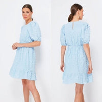 Hyacinth House NEW Blue Emersyn Textured Short Sleeve Party Mini Dress Size XS