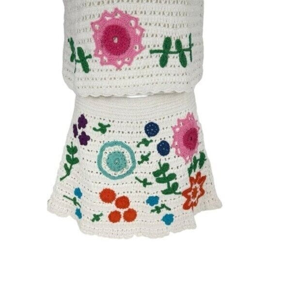 Tuckernuck Love the Label NEW Leighton Crochet Matching Set Ivory Floral Size L