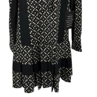 Tuckernuck NEW Black Geo Tate Tencel Long Sleeve Drop Waist Mini Dress Size XXS