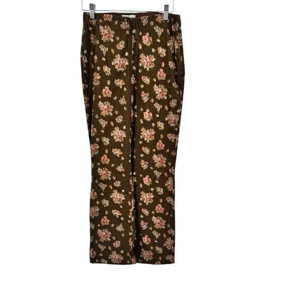Tuckernuck NEW Brown Hazel Bouquet Corduroy Ashford Straight Leg Pant Size S