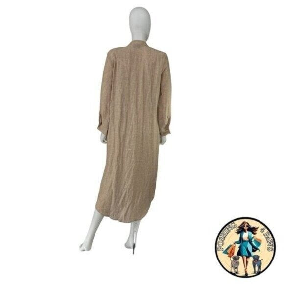 Tuckernuck | NEW Flax Lydell Tan Long Sleeve Button Down Maxi Dress Size XXL