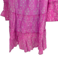 Juliet Dunn NEW Exclusive Orchid Small Flower Lurex Flared Sleeve Dress Size XS