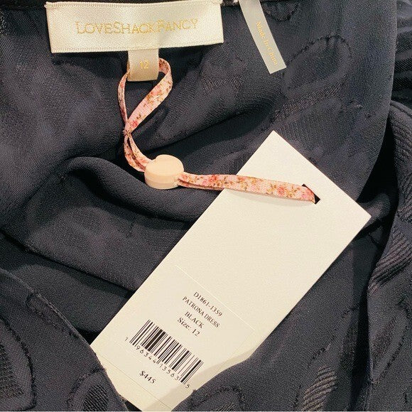 LoveShackFancy Patrona Pleated Lace Little Black Mini Party Dress Size 12