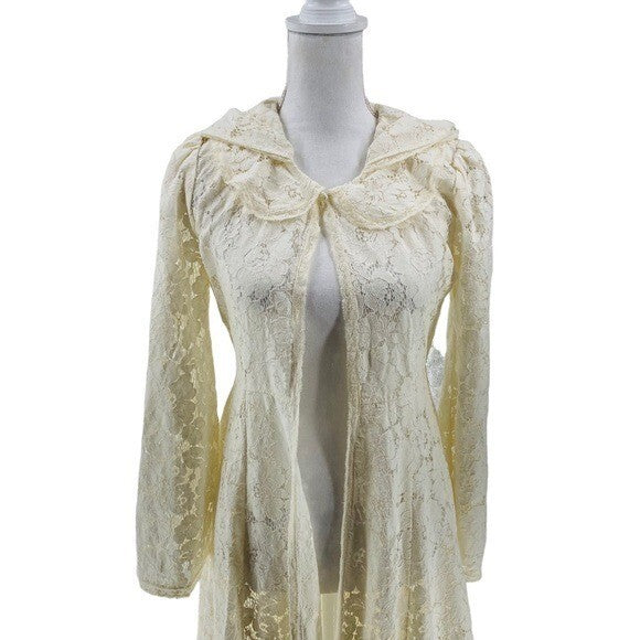 LoveShackFancy NEW Makena RARE Lace Peter Pan Cape Overcoat Ivory Womens Size S