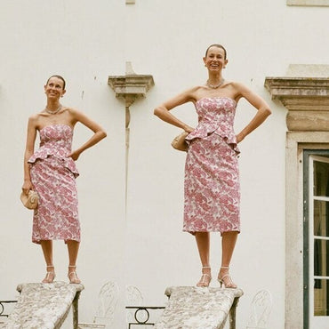 Hyacinth House NEW Rosewood Floral Roxanne Strapless Formal Midi Dress Size XL