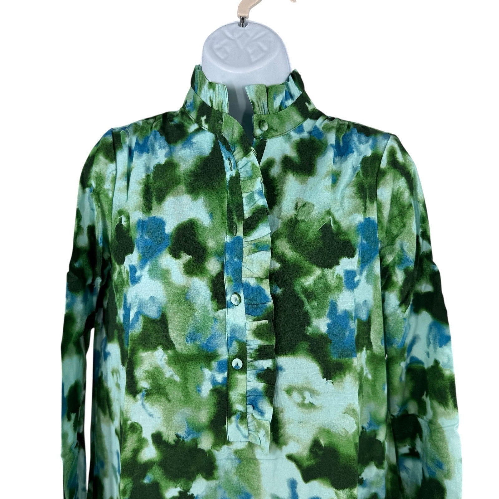 Tuckernuck NEW Deep Lagoon Tate Green Drop Waist Long Sleeve Mini Dress XS