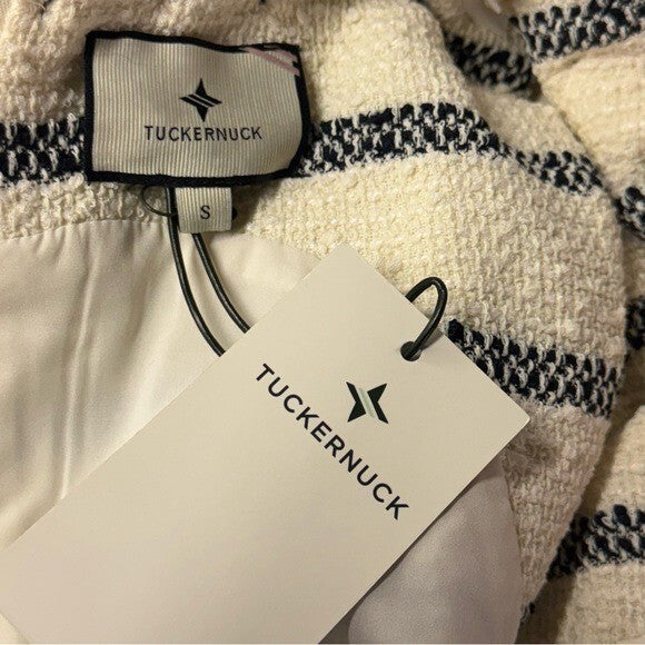 Tuckernuck | NEW Navy Stripe Tweed Sleeveless Crew Neck Jackie Mini Dress Size S