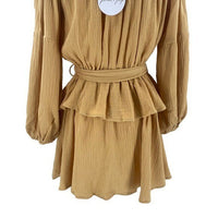 Petal & Pup NEW Callie Off the Shoulder Gauzy Ruffle Mini Dress Yellow Size XS