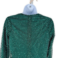 Tuckernuck NEW Hyacinth House Green Sequin Mesh Gemma Blouse Top Size XS