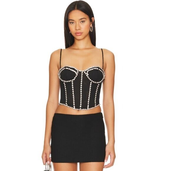 NBD | NEW Dayanna Corset Crystal Embellished Mesh Top Size L