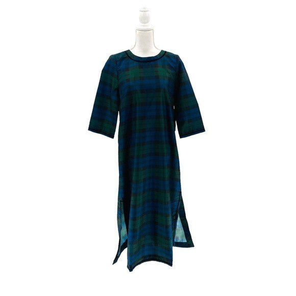 Tuckernuck | NEW Jamie Velvet Trimmed Plaid Blackwatch Midi Dress Size XS