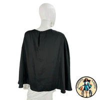 Tuckernuck NEW Black Selma Satin Twill Cape Flowy Round Neck Blouse Top Size XS