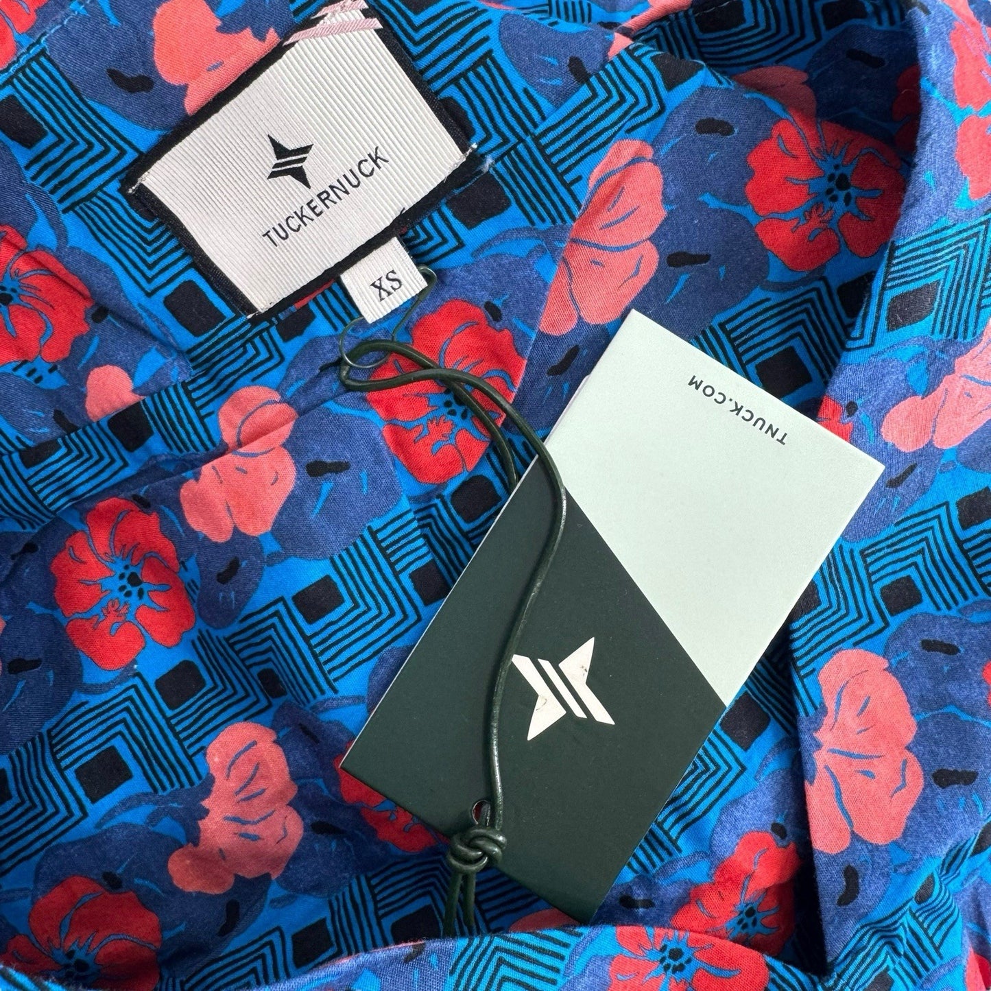 Tuckernuck NEW Retro Floral Mitchell Blue Red Empire Waist Maxi Dress Size XS