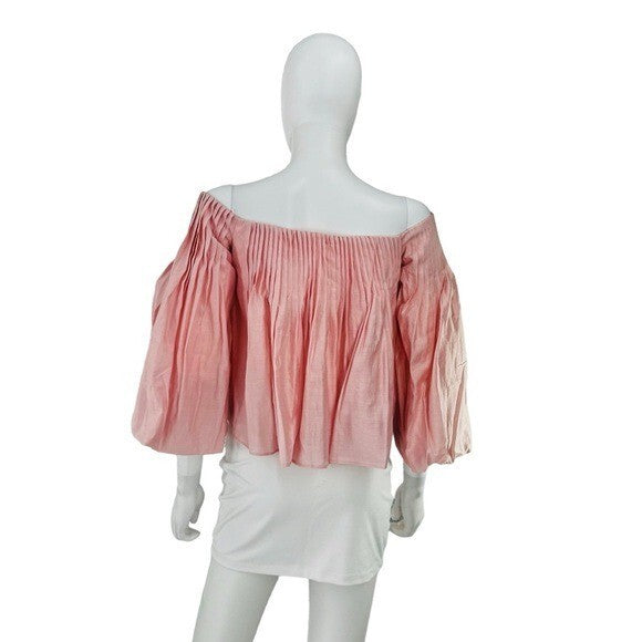 Hyacinth House NEW Light Pink Off the Shoulder Portia Pleated Blouse Size XXS