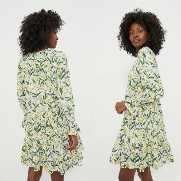 Pomander Place NEW Palmetto Garden Blue and Yellow V Neck Mini Dress Size XXL