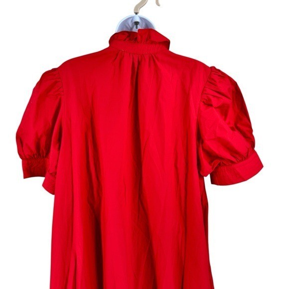 Hyacinth House NEW Red Ruffle Collar Louisa Puff Sleeve Cotton Maxi Dress XXL