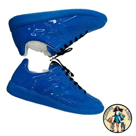 Maison Margiela Replica Patent Leather Low Top Sneaker Dazzling Blue Size 40 NIB
