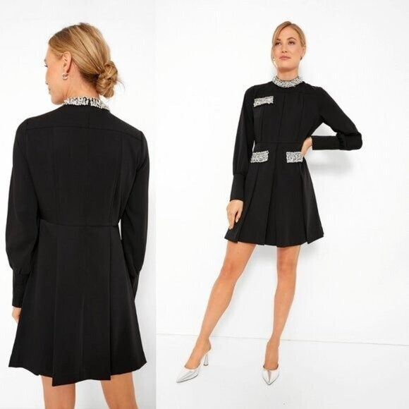 Tuckernuck NEW Embellished Black Hoyt Rhinestone Long Sleeve Mini Dress Size 3XL
