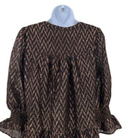 Pomander Place NEW Metallic Ikat Kenzo Long Sleeve Relaxed Fit Mini Dress Size L