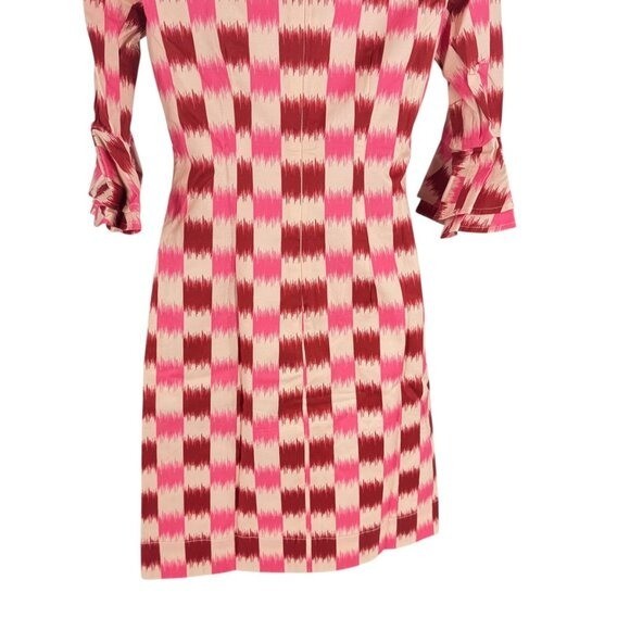 Autumn Adeigbo NEW Rose Lenore Pink Check Half Sleeve Cocktail Mini Dress Size 2