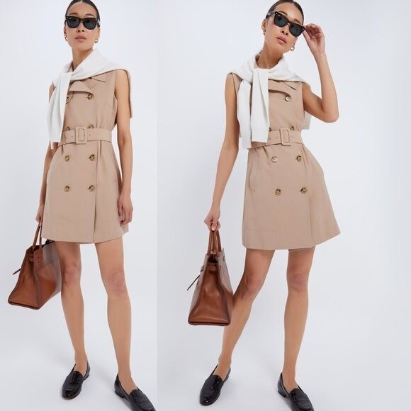 Tuckernuck NEW Khaki Milla Sleeveless Military Collared Mini Dress Size S