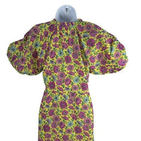 Banjanan NEW Poppy Puff Sleeve Daisy Floral Yellow Purple Maxi Dress Size M