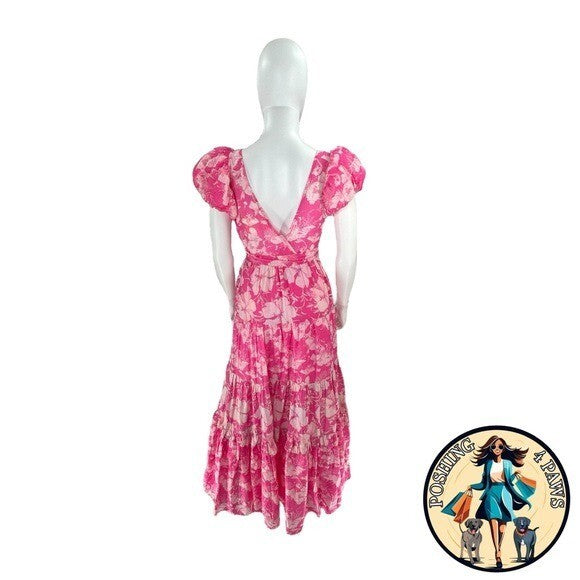 LoveShackFancy | NEW Karalie Silk Blend Maxi Dress in Holiday Sun Fuchsia Size 2