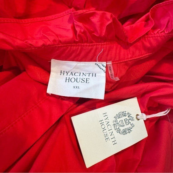 Hyacinth House NEW Red Ruffle Collar Louisa Puff Sleeve Cotton Maxi Dress XXL