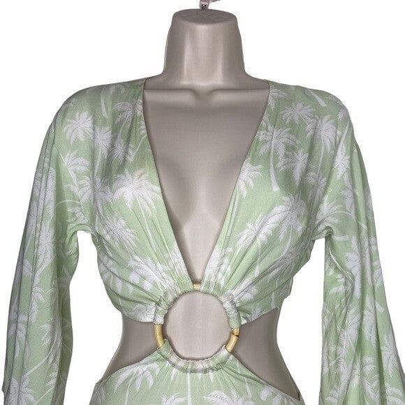Lovers + Friends NEW Maysa Cut Out Mini Dress Palm Tree Print Size XXS