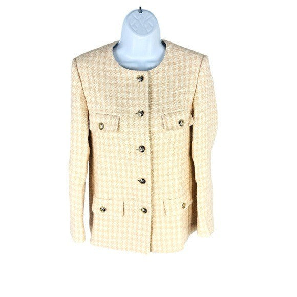 Anine Bing NEW Janet Tweed Houndstooth Pink Ivory Blazer Jacket Size XS