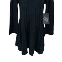 Pomander Place NEW Black Adi Long Belle Sleeve Ribbed Knit Mini Dress Size M