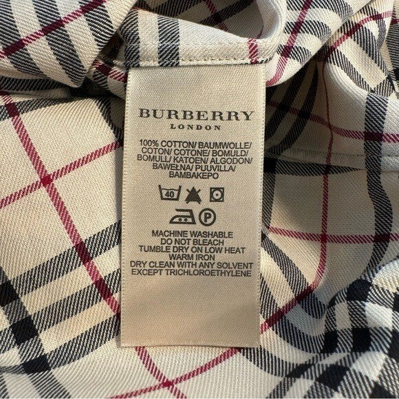 Burberry London NEW Womens Nova Check Fitted Collared Button Down Shirt Size XS
