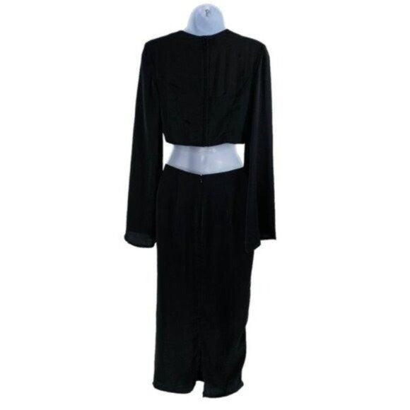 Petal & Pup NEW Sienna Satin Formal Black Midi Dress Matching Set Size L