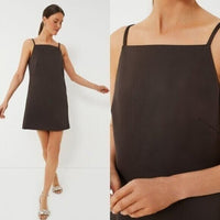 Tuckernuck Chocolate Satin Lara Square Neck Party Cocktail Formal Mini Dress 6