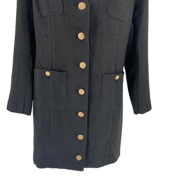 Pomander Place | NEW Black Tweed Keira Long Sleeve Mini Dress Size M