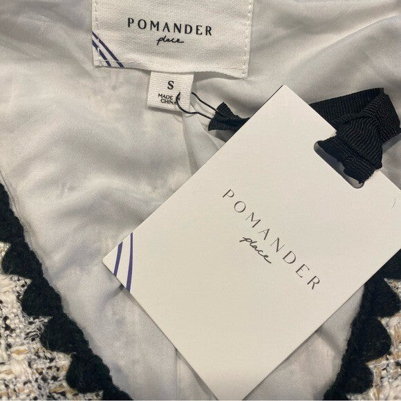 Pomander Place NEW White Tweed Retro Josephine Mini Dress in White Black Size S