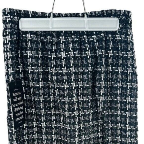 Tuckernuck NEW Black Plaid Onyx Cece Tweed Retro High Rise Midi Skirt Size L