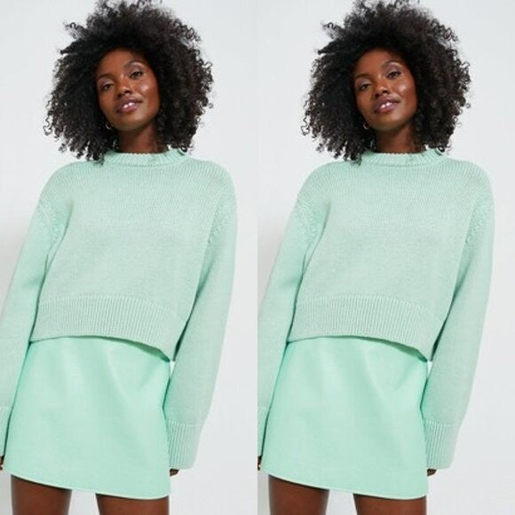 Tuckernuck NEW Mint Chip Aiden Chunky Knit Long Sleeve Crewneck Sweater Size S