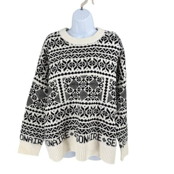 Tuckernuck NEW Charcoal and Cream Fair Isle Sandwick Pullover Sweater Size S